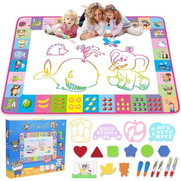 Water Doodle Mat - Kids Painting Writing Doodle Toy Board -  Drawing Mat  (Pink) - Picture 1 of 6